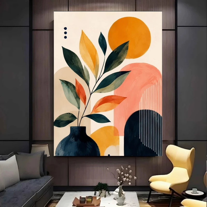پوستر پارچه ای طرح مخمل  برگ مدل مینیمال کد BK57844