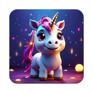 زیر لیوانی کاکتی طرح اسب تک شاخ و یونیکورن مدل mp30783