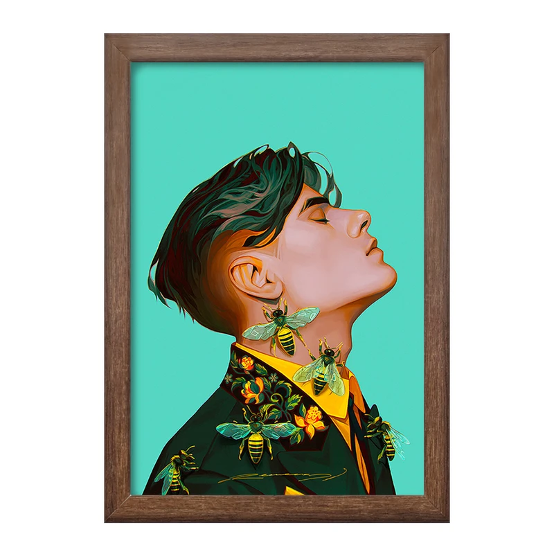 تابلو خندالو طرح پسر و زنبور کد F216