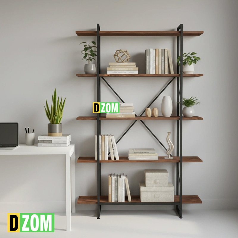 کتابخانه پنج طبقه دیزم مدل مونتاژی LIB_100180_BRN