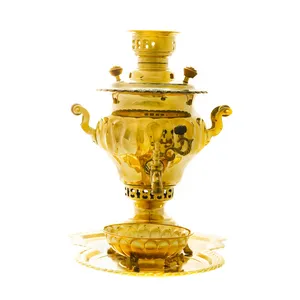 سرویس سماور ذغالی 3 پارچه برنجی مدل پیچ کد 4235