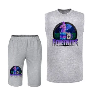 ست تاپ و شلوارک مردانه مدل fortnite کد 108 رنگ طوسی