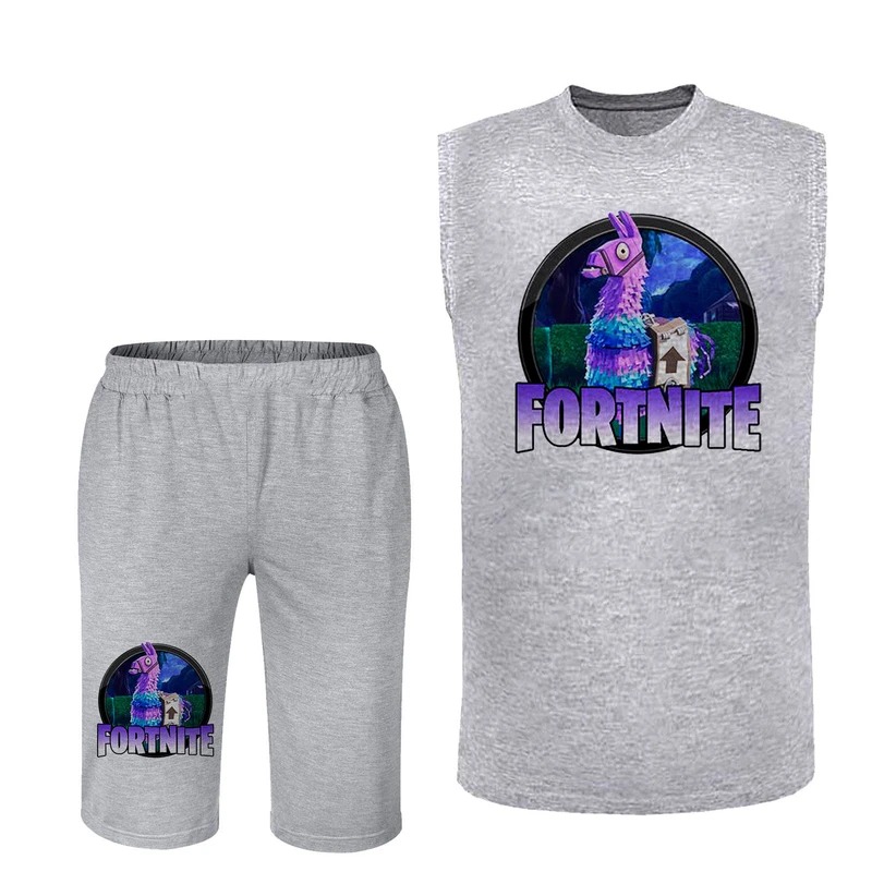 ست تاپ و شلوارک مردانه مدل fortnite کد 108 رنگ طوسی