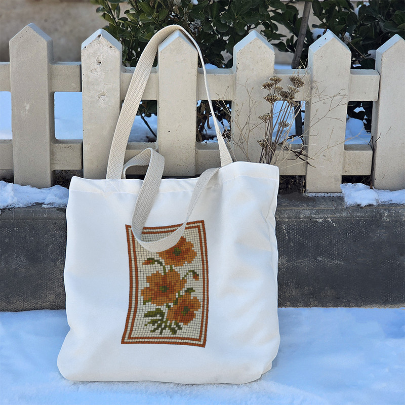 ساک خرید خندالو طرح گل پیکسلی کد 10331