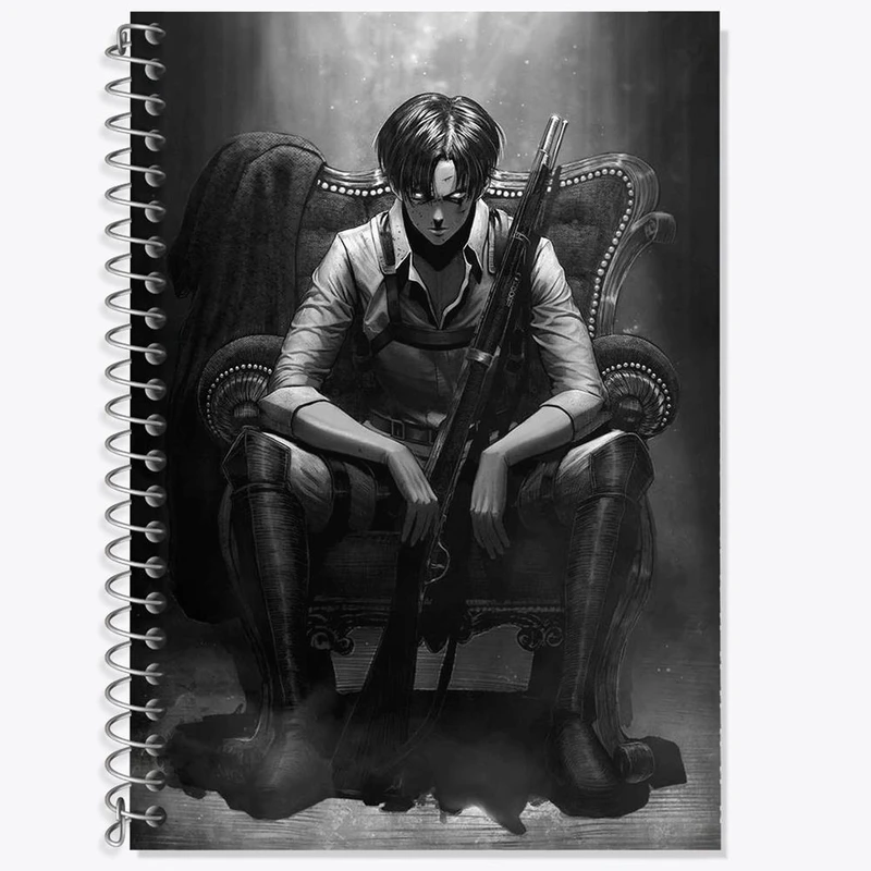 دفتر زبان 50 برگ خندالو مدل سه خط طرح لیوای آکرمن انیمه اتک آن تایتان Attack on Titan کد 11026