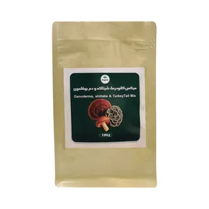پودر میکس قارچ گانودرما لوسیدوم و پودر قارچ شیتاکه و پودر قارچ دم بوقلمون خشک شده قارچ سرا - 100 گرم