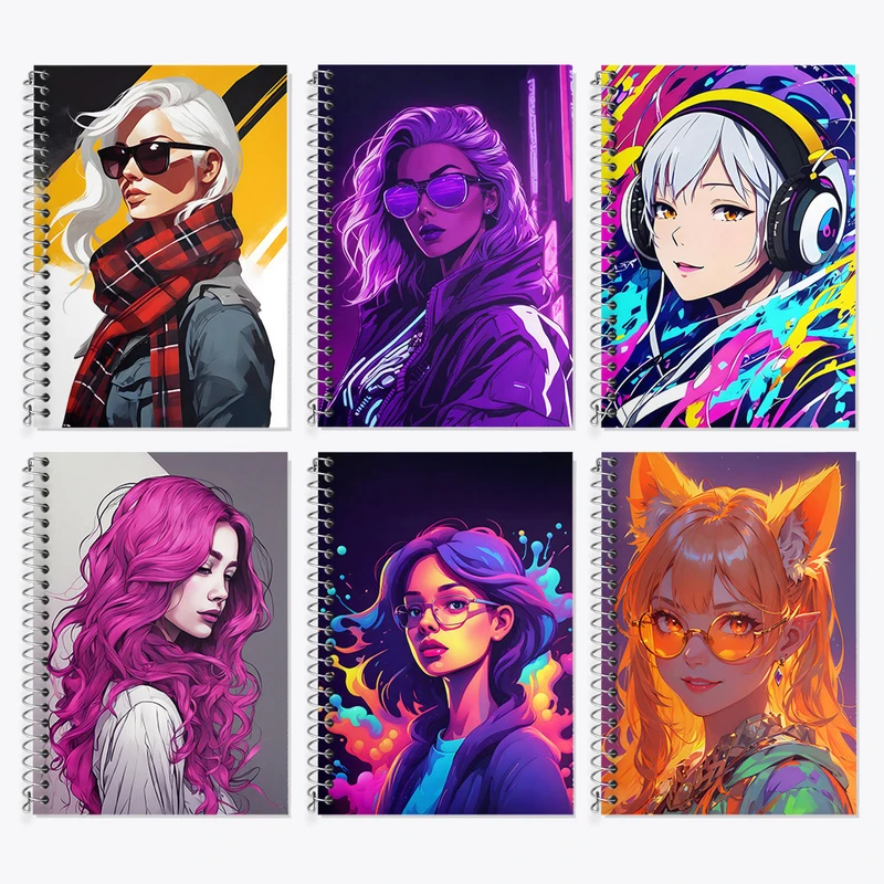 دفتر زبان 50 برگ خندالو مدل دو خط طرح دخترانه کد 6 مجموعه 6 عددی