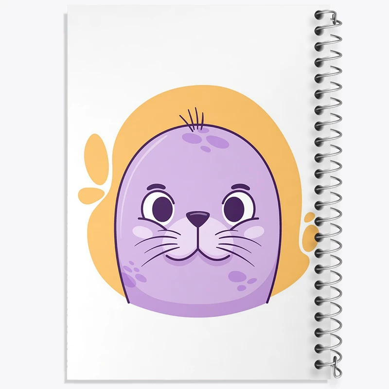 دفتر ژورنال نویسی 50 برگ خندالو مدل نقطه ای طرح شیر دریایی حیوانات بامزه کد 37156