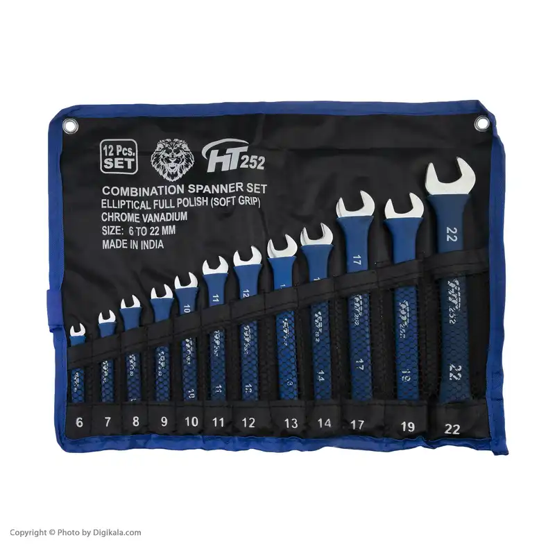 آچار یک سر رینگ یک سر تخت مدل HT252  مجموعه 12 عددی