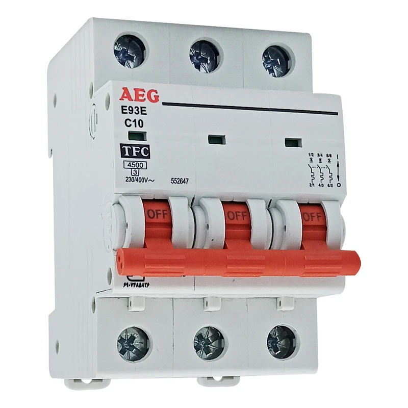 فیوز مینیاتوری سه فاز 10 آمپر آ ا گ مدل E93E کد C10