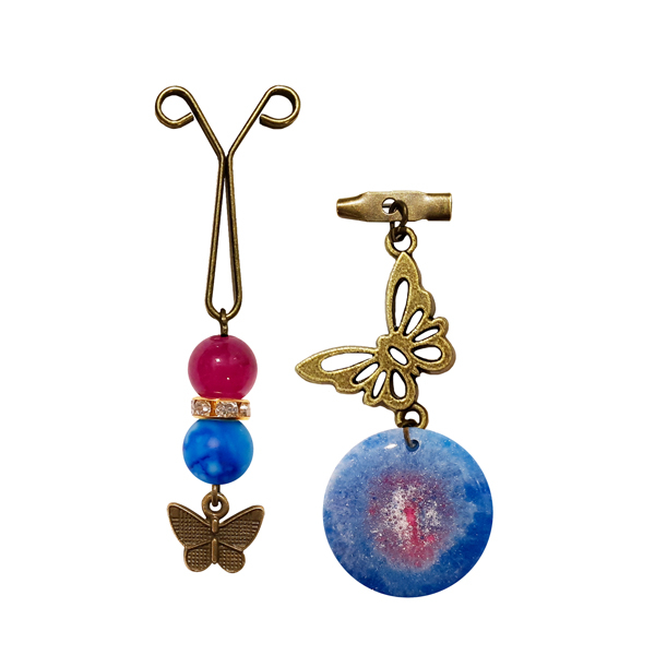 ست گل سینه و گیره روسری طرح پروانه کد PM SE364