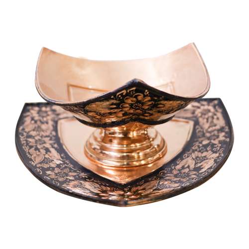 ست کاسه و بشقاب مسی مدل الماس تراش کد half2f4