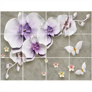 تایل سقفی طرح گل و پروانه کد 3D1925-12 سایز 60x60 سانتی متر مجموعه 12عددی