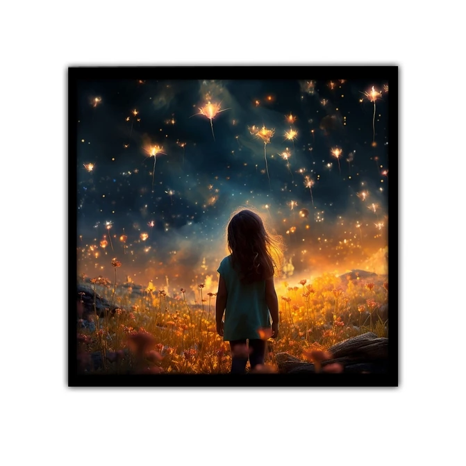 تابلو نوری بکلیت طرح دختر بچه تنها مدل B-MID-16826