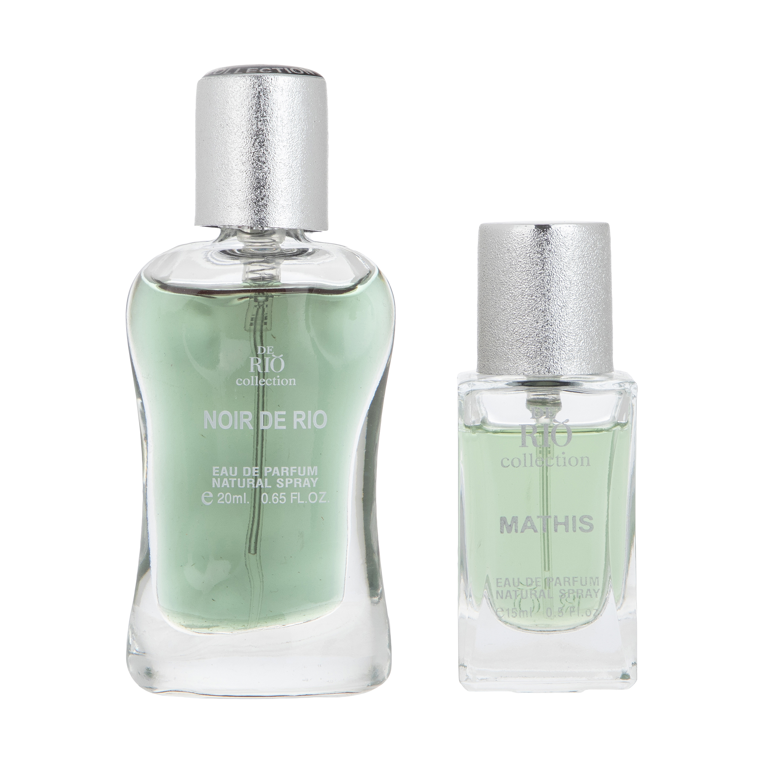 عطر جیبی مردانه ریو کالکشن مدل Noir De Roio حجم 20 میلی لیتر به همراه عطر جیبی زنانه مدل Mathis حجم 15میلی لیتر 