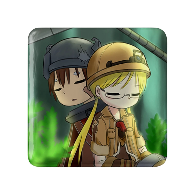 مگنت خندالو طرح ریکو و ریگ انیمه ساخته شده پرتگاه Made in Abyss  مدل مربعی کد 22083