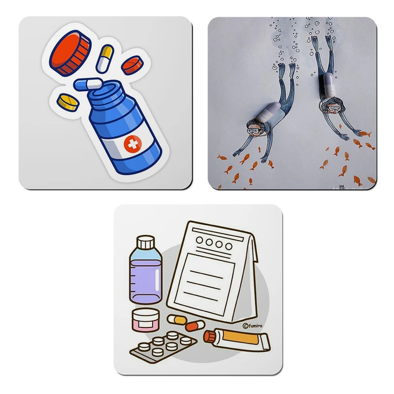 مگنت صباطرح مدل نقاشی قرص و کپسول کد M1310 مجموعه 3 عددی