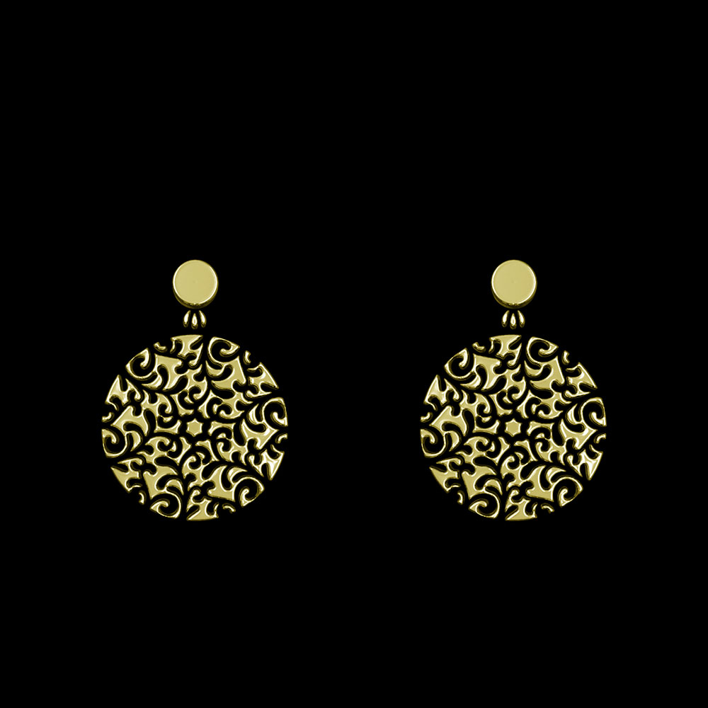 گوشواره طلا 18 عیار زنانه مدوپد مدل دایره اسلیمی کد GA1-13003