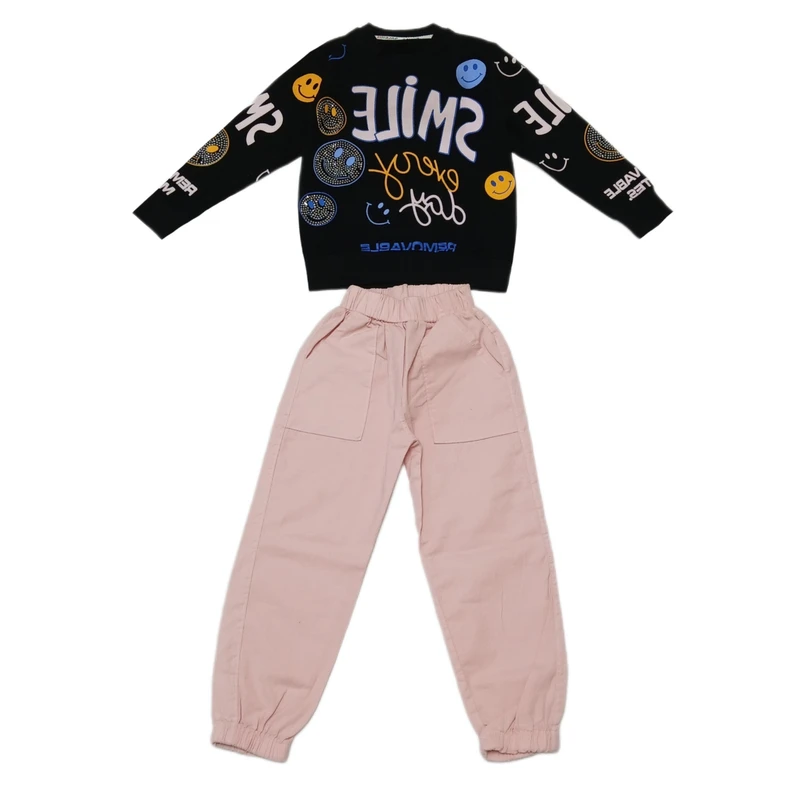 ست سویشرت و شلوار دخترانه مدل استیکر