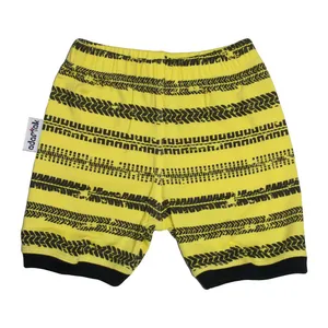 شلوارک پسرانه آدمک مدل موتور رنگ لیمویی