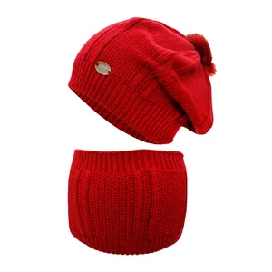 ست کلاه و شال گردن بافتنی بچگانه سام مدل 212 رنگ قرمز