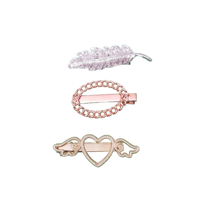 گیره مو زنانه مدل قلب و برگ بسته سه عددی