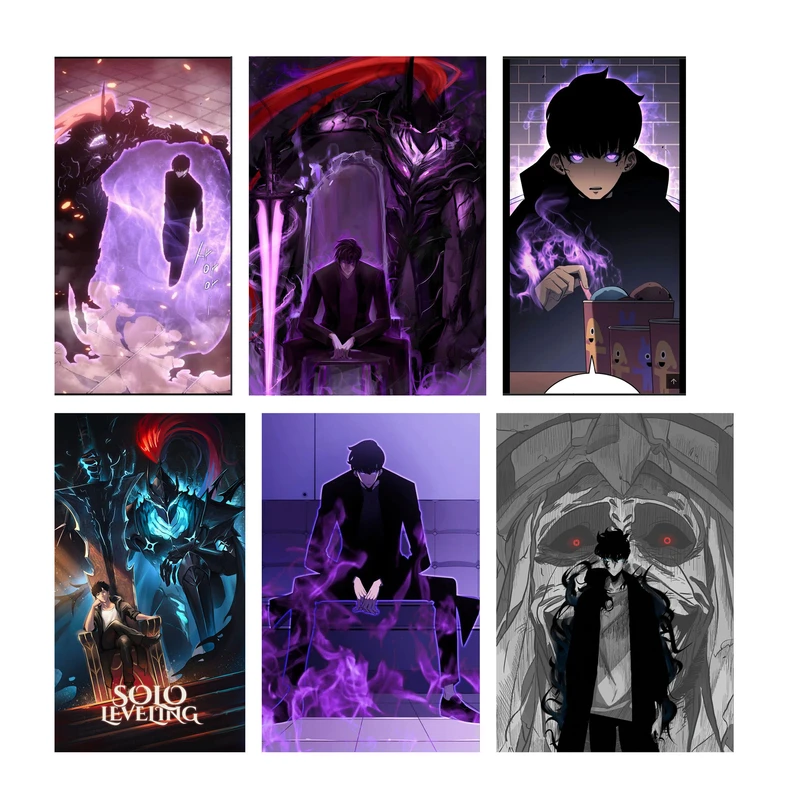 استیکر لپ تاپ و موبایل مدل انیمه طرح solo leveling sung jin woo کد 5329 مجموعه 6 عددی