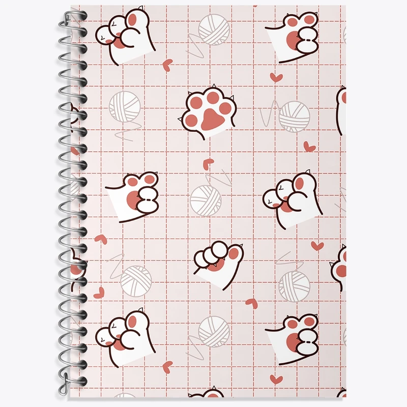 دفتر زبان 50 برگ خندالو مدل دو خط طرح پنجه ی گربه کد N406