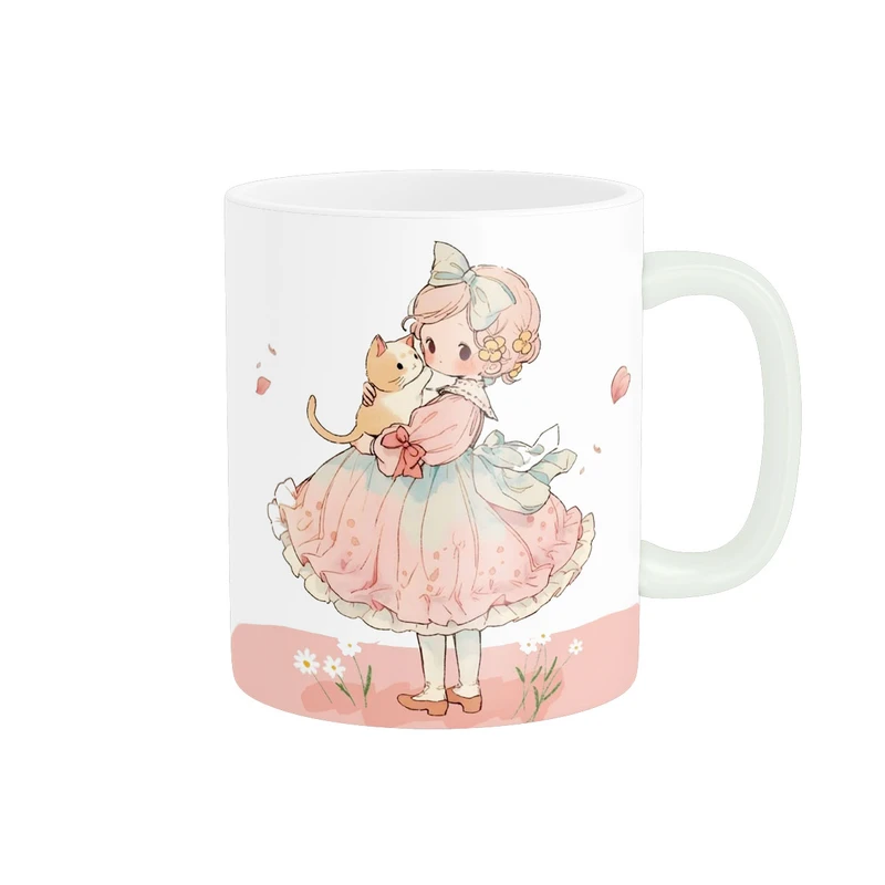 ماگ پاد آفرین مدل طرح دختر کیوت فانتزی عروسکی پینترستی بامزه کد 621