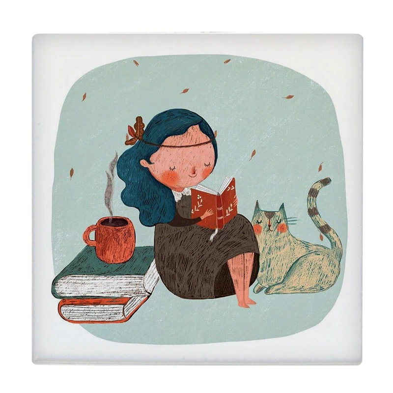 زیر لیوانی طرح دخترک کتابخوان کد    2825305_148