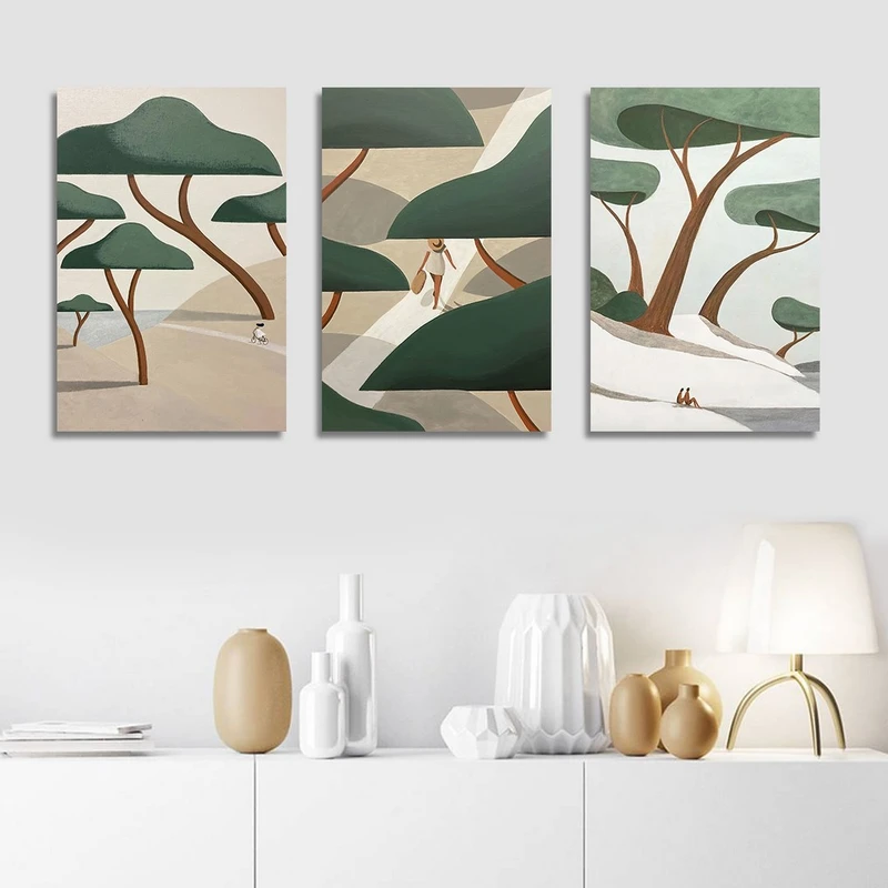 تابلو شاسی بکلیت طرح نقاشی دکوری مدرن مدل SH-1439 مجموعه 3 عددی