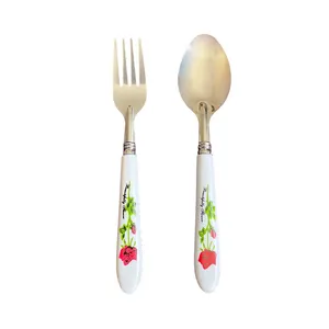 ست قاشق و چنگال غذاخوری 2 پارچه مدل گل سرخ