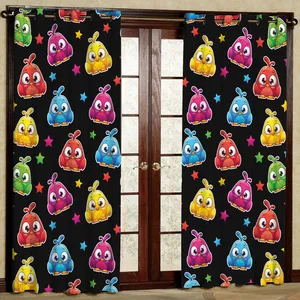پرده مدل جوجه رنگی  مخمل پانچی کد 1271R سایز 140x280 سانتی متر