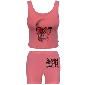 ست تاپ و شلوارک زنانه آکو طرح اسکلت کد NTg054