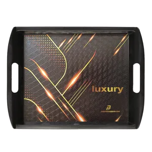 سینی دسته دار مدل پلاستیکی طرح لوکس Lux کد 01 سایز 28x20.7 سانتی‌متر