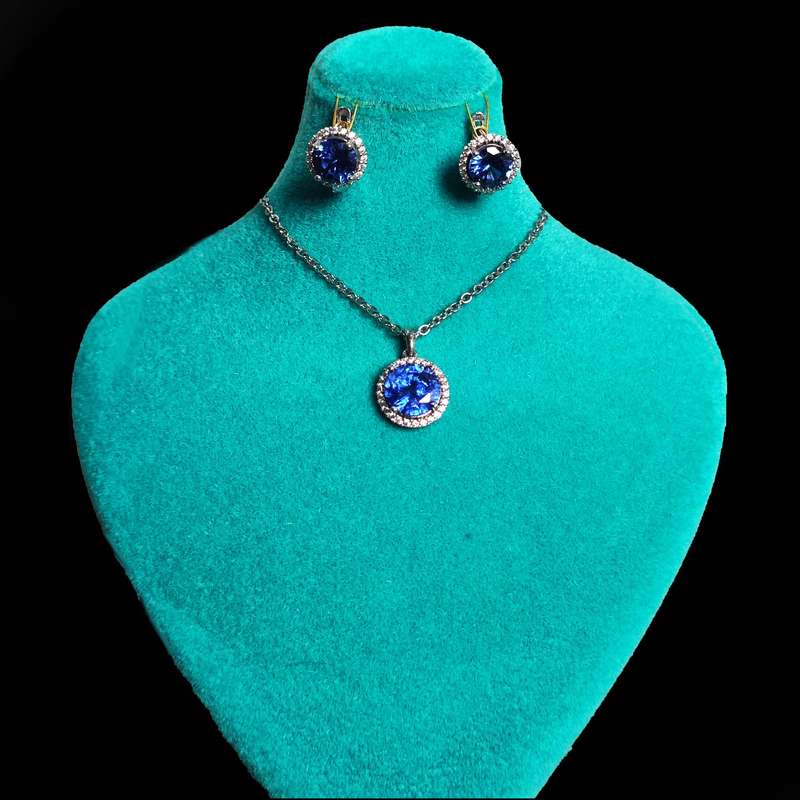 نیم ست نقره زنانه مدل جواهری نگین دار NS9034