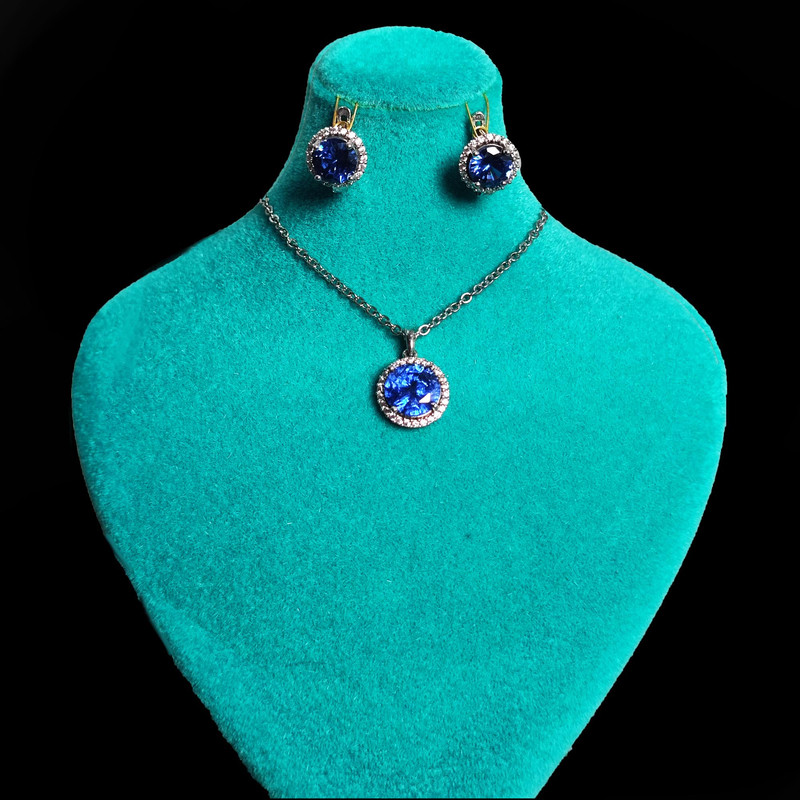 نیم ست نقره زنانه مدل جواهری نگین دار NS9034