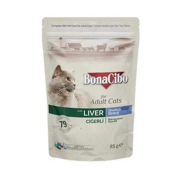 غذای پوچ گربه بوناسیبو مدل Liver وزن ۸۵ گرم