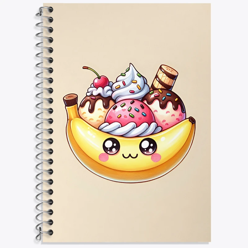 دفتر زبان 50 برگ خندالو مدل دو خط طرح بستنی و موز کد N3322