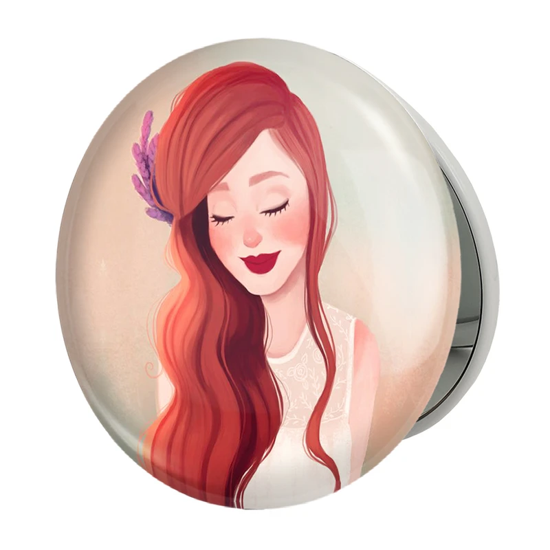 آینه جیبی خندالو طرح دخترونه مدل تاشو کد 1634 