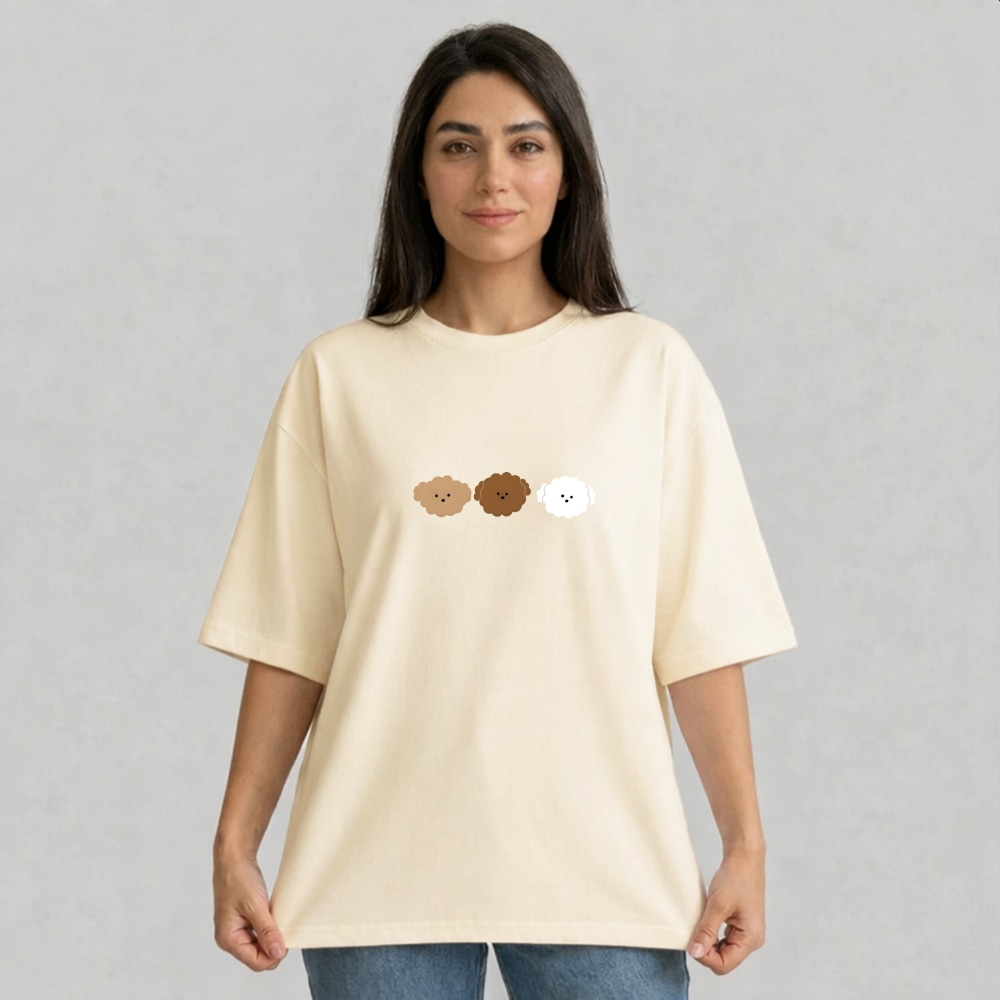 تی شرت آستین سه ربع زنانه مدل باکسی طرح هاپوهای گوگولی کد m تی شرت آستین سه ربع زنانه مدل باکسی طرح هاپوهای گوگولی کد m