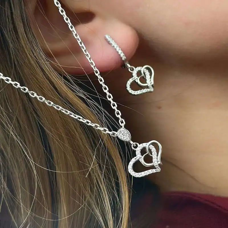 نیم ست نقره زنانه مدل قلب کد BF49