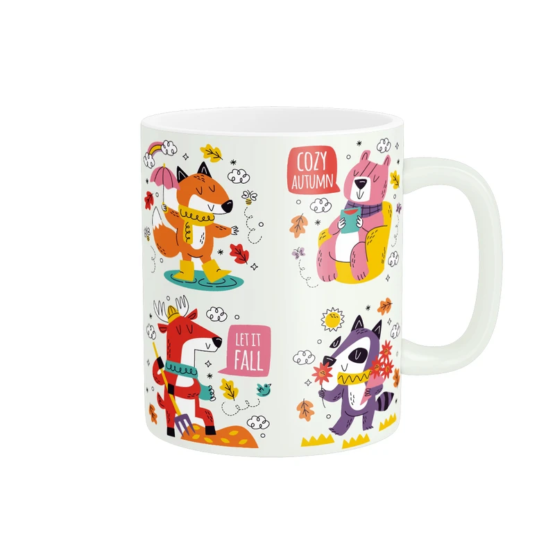 ماگ پادآفرین مدل پاییز طرح عروسکی حیوانات کد PM410