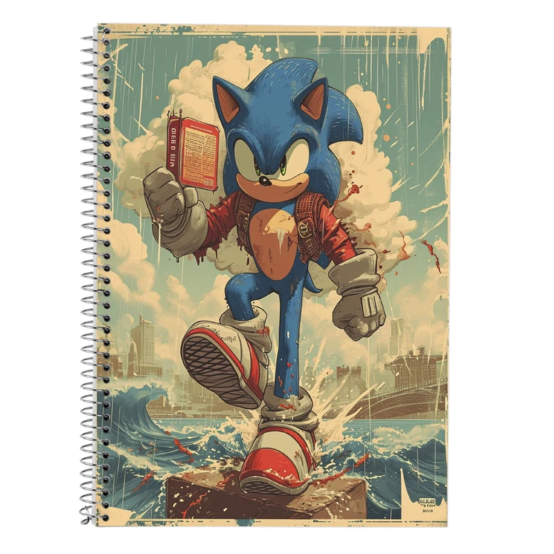 دفتر زبان 50 برگ مدوپد مدل سه خط طرح سونیک sonic کد DF13448