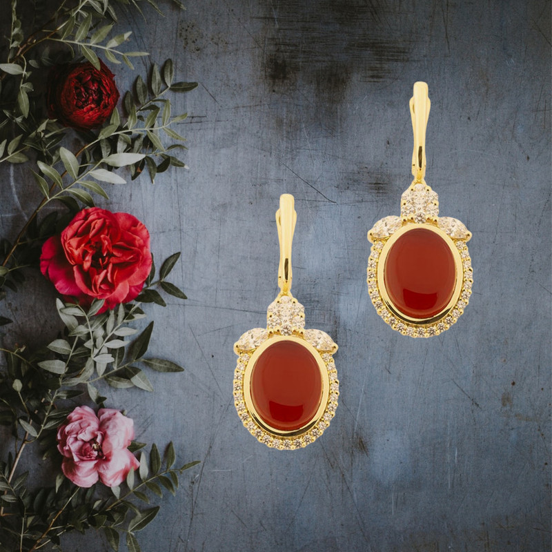 نیم ست طلا 18 عیار زنانه مدل DNCC38-32d طرح عقیق سلطنتی