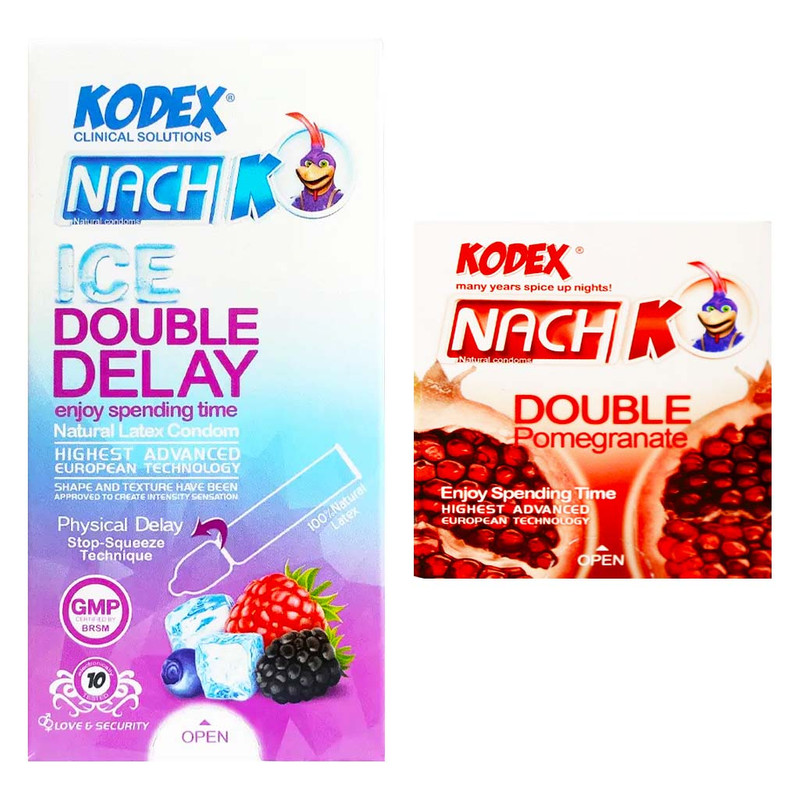کاندوم ناچ کدکس مدل Ice Double Delay بسته 12 عددی به همراه کاندوم مدل Double Pomegranate بسته 3 عددی