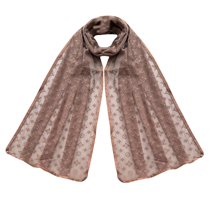 شال زنانه مدل توری گل دار برجسته دور نوار دوزی