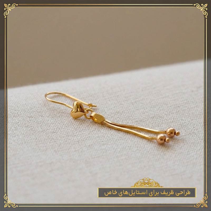 گوشواره آویز طلا 18 عیار زنانه طلای معتمدی مدل دل آویز - 6