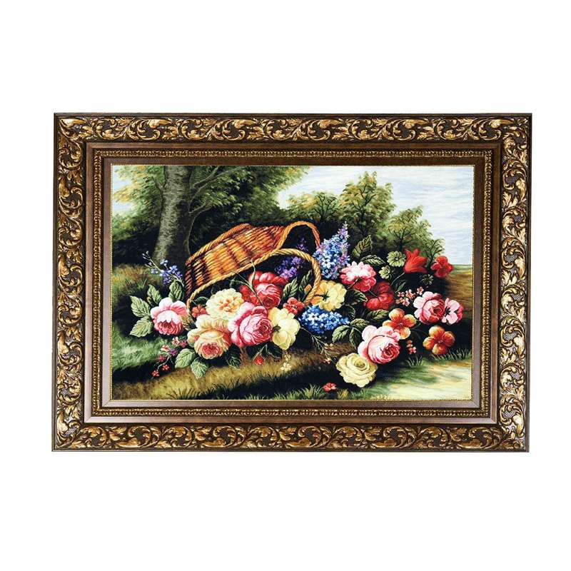 تابلو فرش ماشینی طرح سبد گل ریخته مدل 67