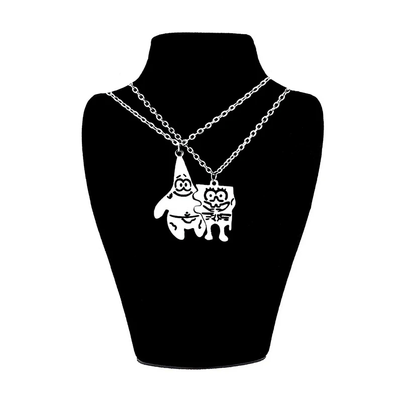 گردنبند زنانه مدل باب اسفنجی و پاتریک بسته 2 عددی 